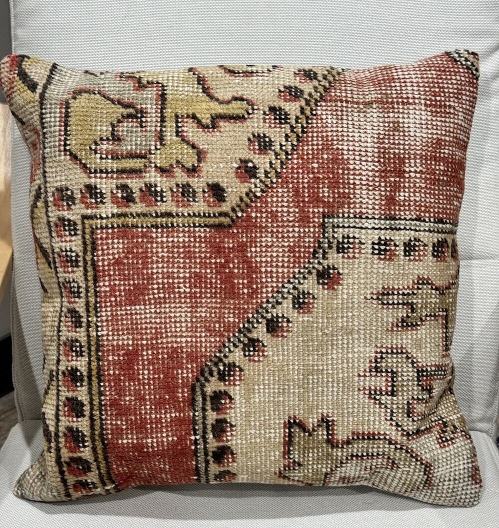 Kilim Pillow 20x20 Southwestern Woven Cushion Throw Indian Wool Jute Handmade